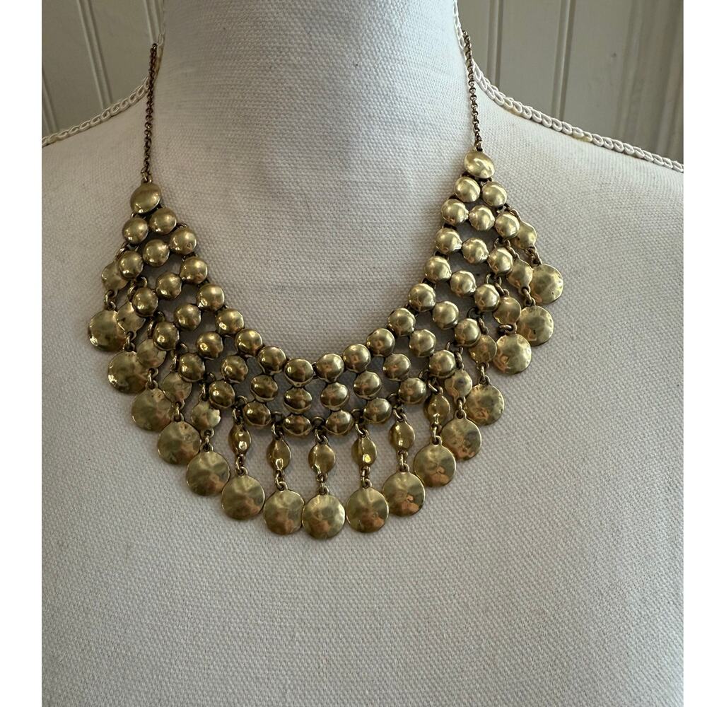 Lucky Brand Gold Statement Bib Collar Necklace
